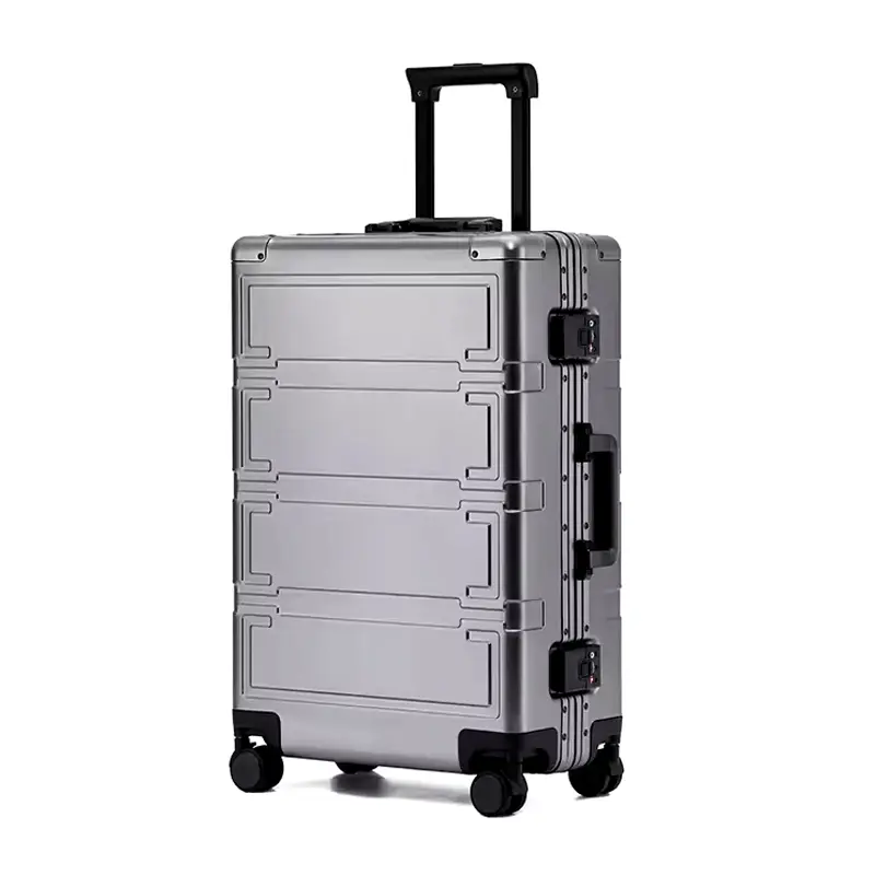 aluminum luggage with silent wheels
