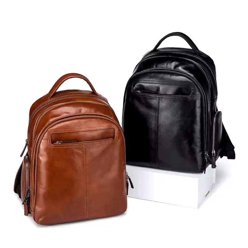 leather business backpack